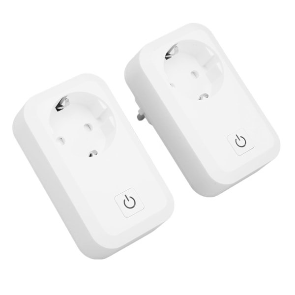 2 stk. Smart WiFi-kontakt - Oppladbar, brannsikker, trådløs fjernkontroll, stemmestyring, WiFi Smart Socket-kontakt, EU-kontakt 100-250V