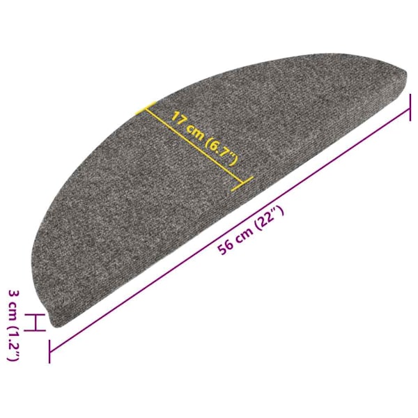 vidaXL Trappstegsmattor självhäftande 15 st 56x17x3 cm grå gray 1650