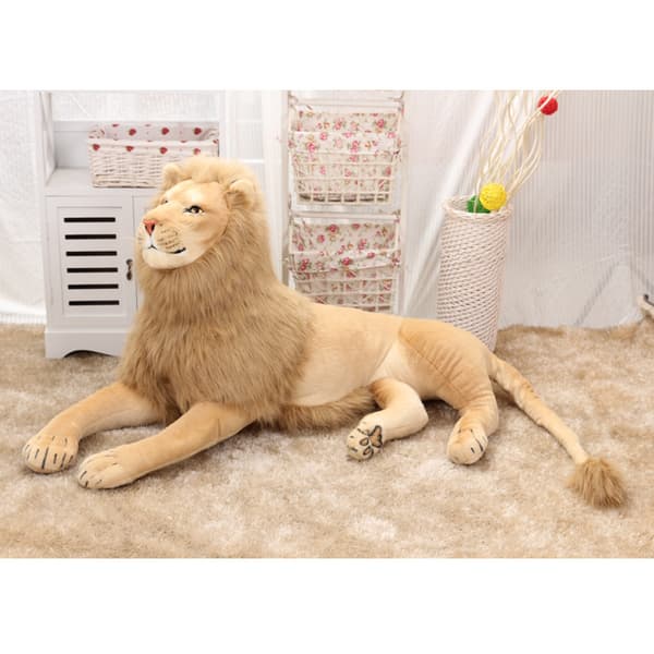 Stora Realistiska Lejon och Leopard Gosedjur, Djurdocka Heminredningstillbehör-FA- 32cm