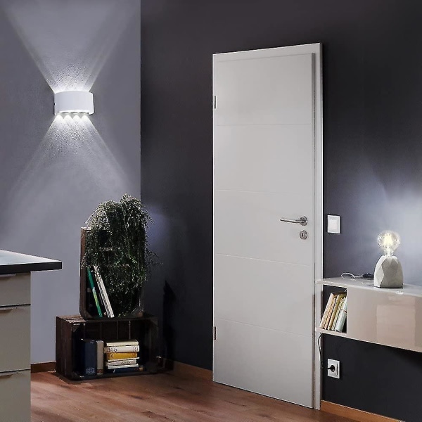 8W LED vegglampe - innendørs utendørs vegglampe IP65 justerbar opp og ned veggbelysning hvit for hjem soverom stue hall trapp