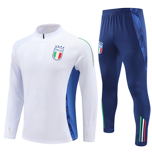 2425 Ny halv-glidelås fotballtreningsklær høst vinter sett for voksne og barn Italia/Hvit Italy/White qd Italy/White Italy/White 2XL