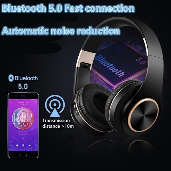 Brusreducerande trådlösa hörlurar Bluetooth headset, trådlöst och trådbundet Dual-Mode Smart Bluetooth Subwoofer Bluetooth 5.1 Mobil dator blå