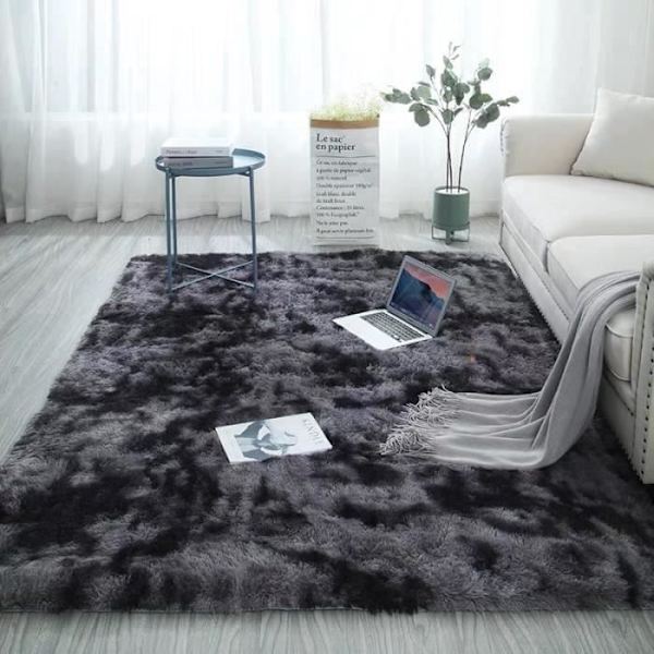 Shaggy Matta, Enkel Modern Fluffig Vardagsrum Sovrum Ultra Mjuk Mikrofiber - Mörkgrå-160*230cm-YOLISTAR mörkgrå