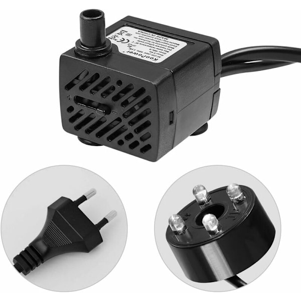 Mini vannpumpe med LED 150l/t 2W lite akvarium, hage, fontene, hagedam, fontene, akvariepumpe.