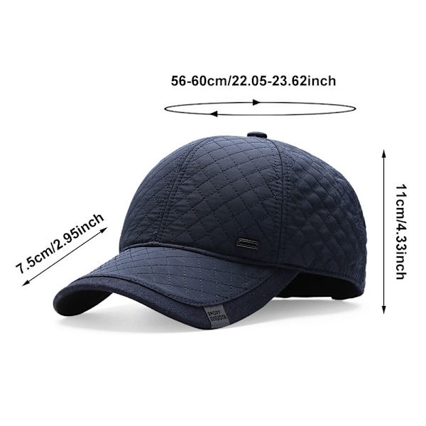 2 stk. Baseball Caps for menn med vindtette øreklaffer - SVART & BLÅ black&blue