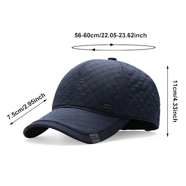 2 STK Midaldrende Männers Kepsar Med Vindtäta Öronlappar BLÅ&GRÅ blue&grey