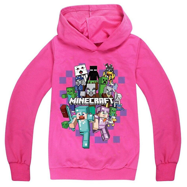 Barnens tecknade spel Hoodie Casual Långärmad Huvtröja Minecraft Grafisk Tröja för 5-12 år pojkar flickor-Xin Rose Red Rose Red 5-6Years