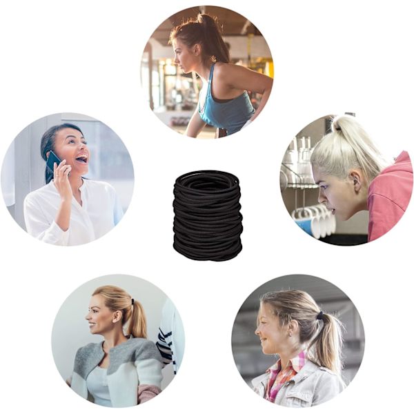 100 stk. 2 mm tykke elastiske hårbånd til hestehaleholdere