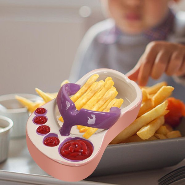 Keramisk pommes frites Fat Fötter Formad Chip Serveringsfat Skål för Purple