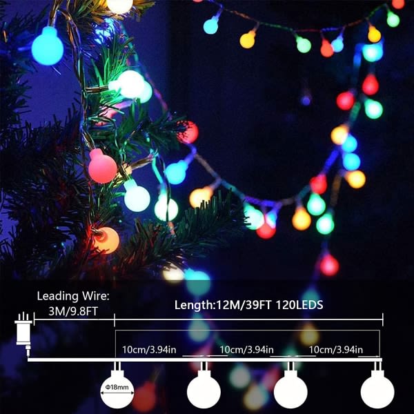 15M/49ft 120 LED Globe String Lights Vattentät