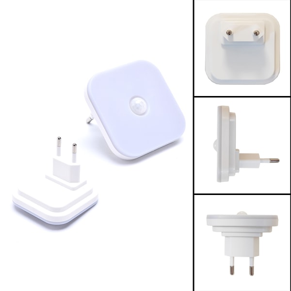 Nattlampa med EU-kontakt Smart rörelsesensor LED väggkontaktlampa Warm White