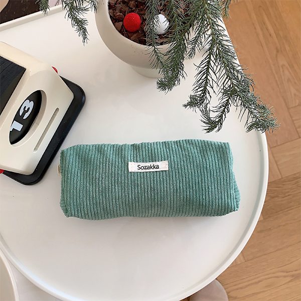 Enkelhet Retro pennfodral Enfärgad case Makeup Ba Green