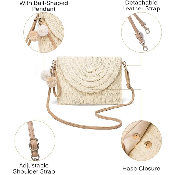 Straw Crossbody Bag, Straw Clutch Women Shoulder Bag Women