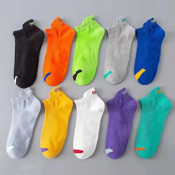 5 par Lyse Farvede Ankel No Show Sokker Mænd Åndbar Gademode Sport Deodorant Usynlig Rejse Løbesokker Random 5 Par Random 5 Pairs one size