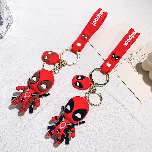 Marvel Söp Docka Hängande Anime Figurer Deadpool Q Version Mode Ryggsäck Keychain Par Väska Nyckelring Pendant Födelsedag Gåf T B