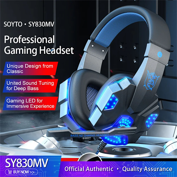 Spelheadset för dator/PS4 blå blå blue