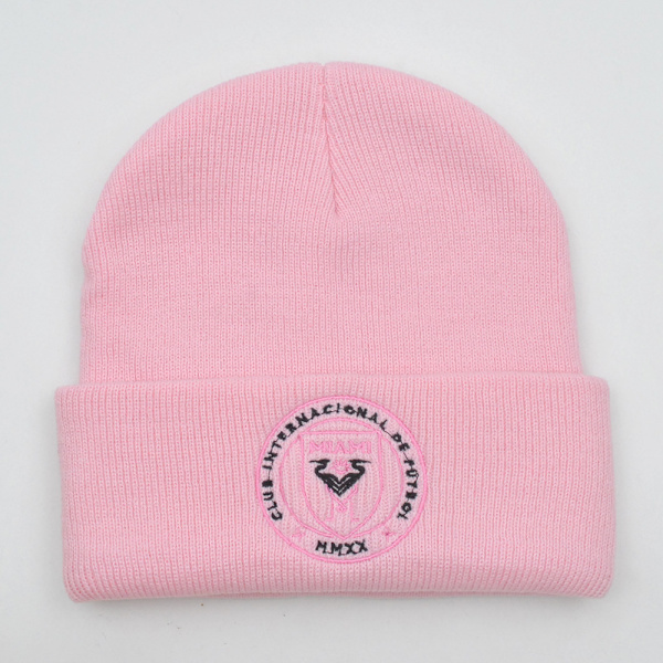 Mub- Miami Messi Lue AW 10 Brodert Strikket Lue Varm Kald K-FA3- Circles - pink
