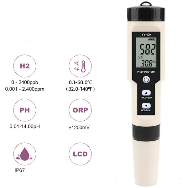1 väte rikt vatten test penna - digital testare med LCD-skärm