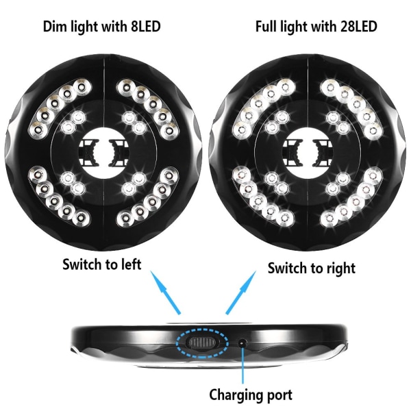 Uppladdningsbar trädgårdsbelysning, 28 LED 400 lumen parasoll Li