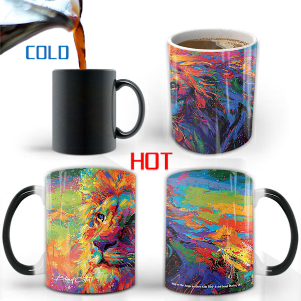 Varmefølsom Kaffe Kop, Løve Varme, Følsom Farveændrende Kop, 11 Oz