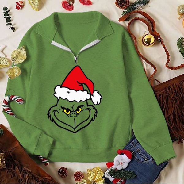 Grinch Dam Casual Långärmad Jultryckt Tröja A A M A