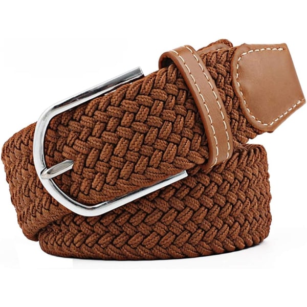 Flerfarvede elastiske vævede bælter Casual flettet stretchbælte 5 Brun / Terracotta
