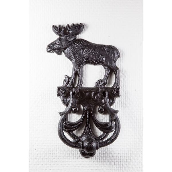 Elegant dörrknackare i gjutjärn med älgmotiv, svart (2-pack) 500
