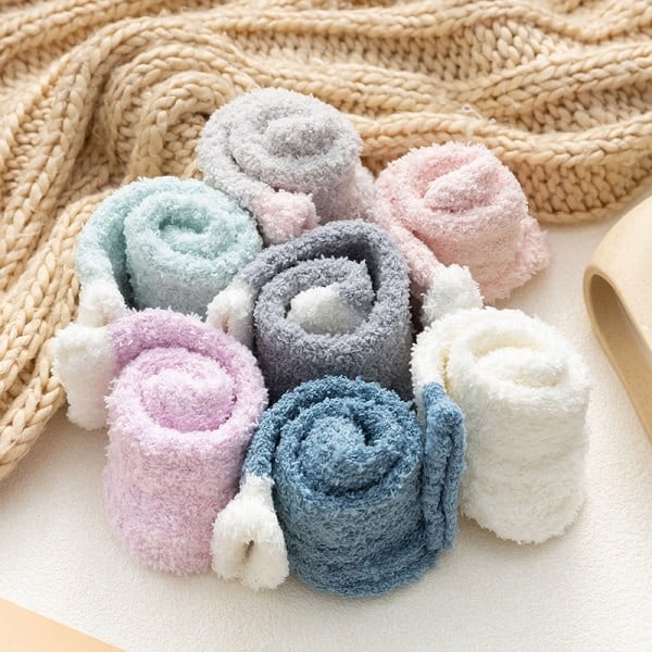 5 Par Kvinders Vinter Varme Bløde Fluffy Sove Strømper Lounge Random