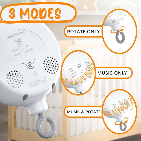Crib Mobile Motor, Baby Music Box Spinner with 3 Modes (Spin & Music, Spin Only, Music Only), Volume Control, 35 Lullabies-FA-