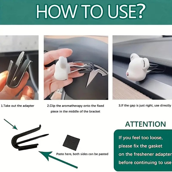 4-pack Luftfräschare Adapter för Tesla Model 3 / Y 2017-2023 Luftventil Klämmor Fräschare Hållare med Distanser Mittkonsolhållare