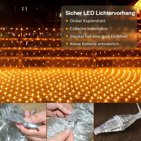 200 LED-valosarja 3 x 2 metriä LED-valosarja Vedenkestävä 8 tilaa Valosarja Verho Sisä- ja ulkokäyttöön Koristelu puutarhaan Hääjuhliin EU-pistoke 220V