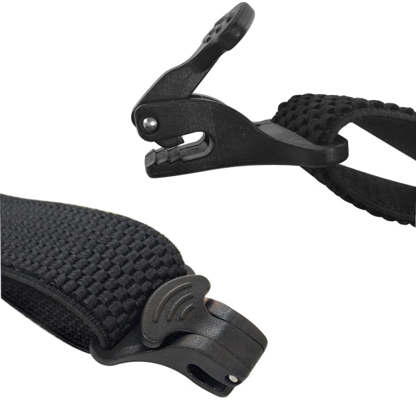 Tykke svarte seler - 3,8 cm X-formet med plastspenner