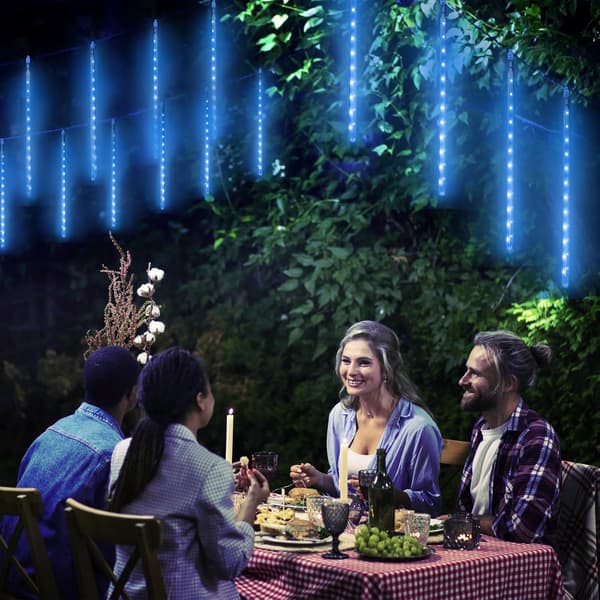 Halloween Meteor Shower LED-lys, 8 rør 30 cm udendørs blå indretning-FA-