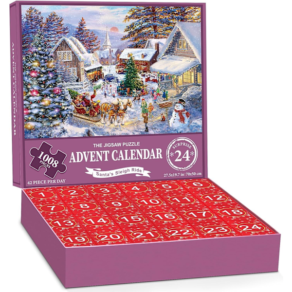 Julepuslespill Adventskalender Barn Voksen Puslespill, 24 Dagers Telling Blind boxB