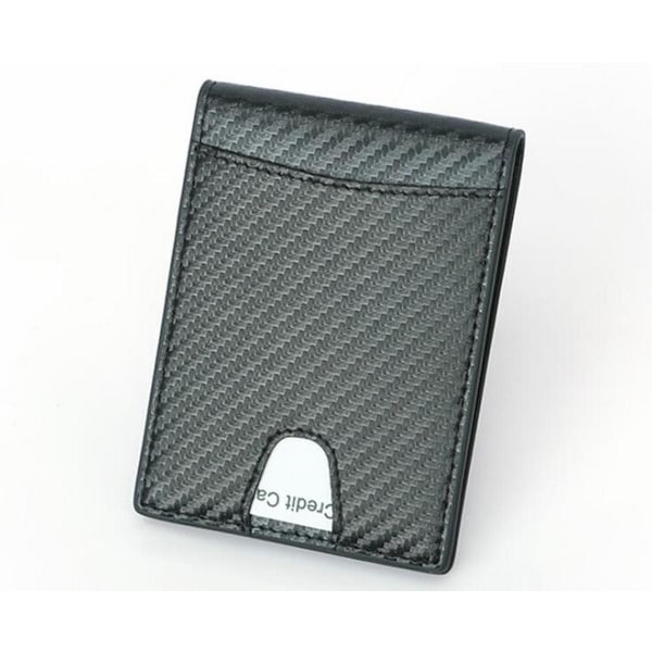 RFID Carbon Læderpung med Pengeclips Sort black one size