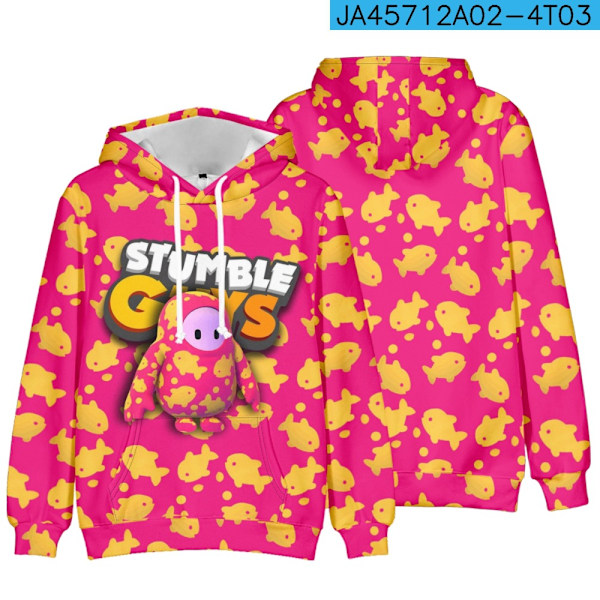 Stumble Guys 3D-tryckt Hoodie Barnkappa Hoodie Ytterkläder 16 130 16