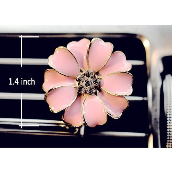2-pack Daisy Flowers Biltillbehör Söt luftfräschare för bil Bling Diamond Luftventil Clips Inredning för bilar (rosa)