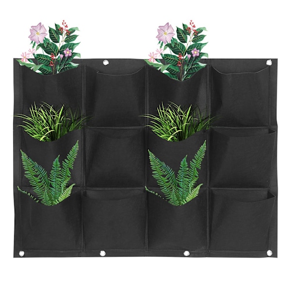 Plantekasse Have Balkon Væg Vertikal Blomst Planter Hængende Plantekasse Sort Farve 12 Lommer