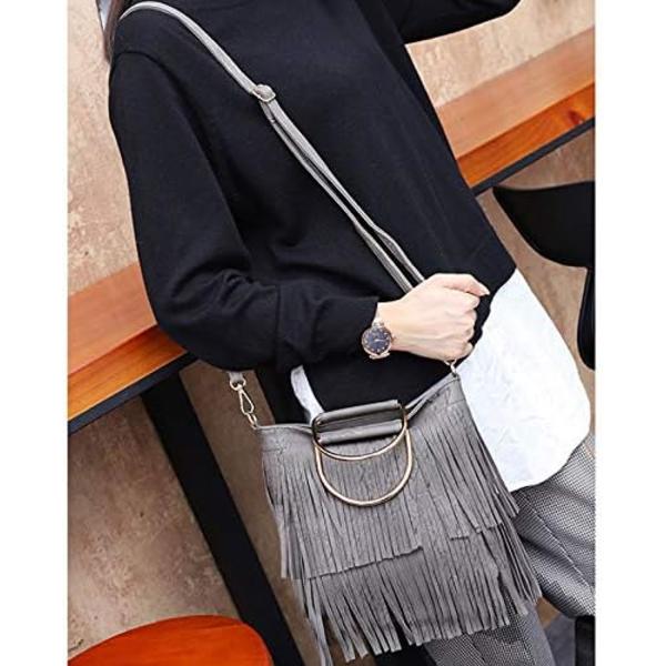 Kvinnors mode axelväska crossbody tote handväska frans