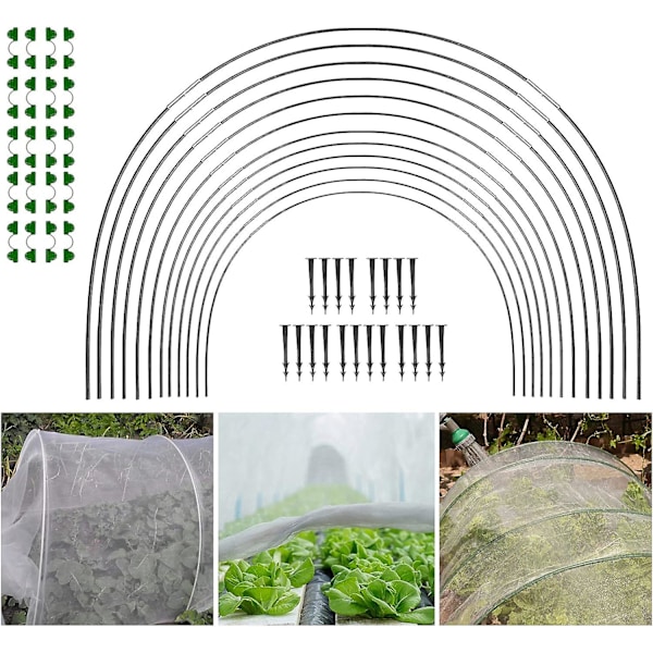 Trädgårdsbågar för nät, trädgårdsbågar Växthusram, växthusram Trädgårdsbågar, DIY växthusbågehussats, Polytunnelstödram för Gard 30pcs (10pcs)