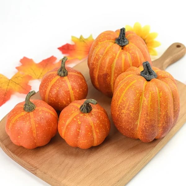 Halloween gresskar dekorasjonssett, 7-delt kunstige gresskar til Thanksgiving