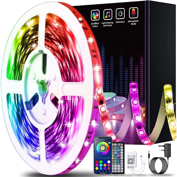 15M LED-remsor Bluetooth Smart App-kontroll Musik Synkronisering Färgbyte RGB LED-ljusremsor med fjärrkontroll