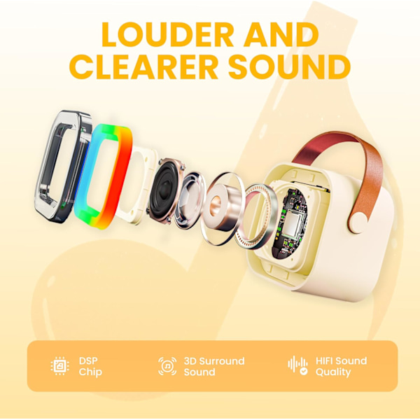 Karaokemikrofoni lapsille ja aikuisille, kannettava Bluetooth Mini Karaoke Mikrofoni Laululaite 2 mikrofonilla ja valolla, lelut White