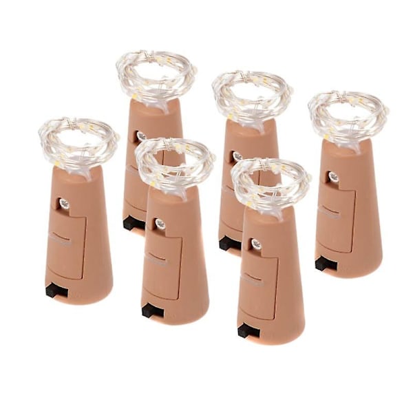 6 st/ set 2m korklampor med skruvmejsel Flasklampa 20 lysdioder Fairy String Light för festbröllop White