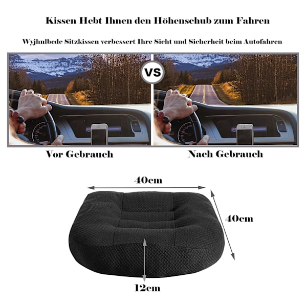 Sittepute/beltestol bil, sittepute/stolpute 40x40 kontorstol ergonomisk ortopedisk sittepute for spisebordsstoler svart Black