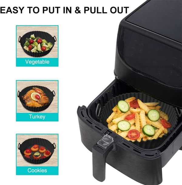 2 stk Silikoneforme til Airfryer, Airfryer-tilbehør, Genanvendelige i stedet for Bagepapir (Kapacitet op til 8 liter)-FA-