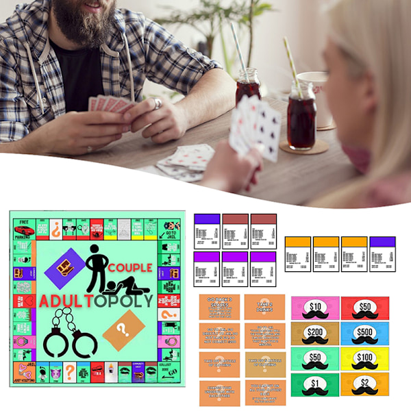 Adultopoly Brætspil til Par - Adultopoly Datespil - Sjov Indendørs A