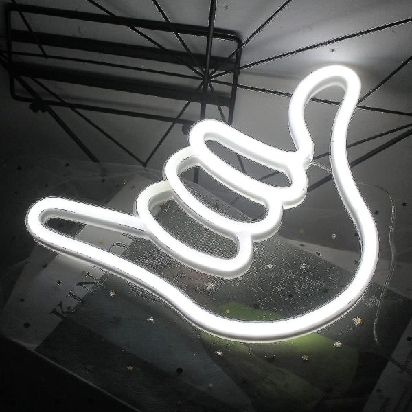 Finger Neon Sign Lucky Gesture Hvit Neon Neon Lys Skilt Hånd S