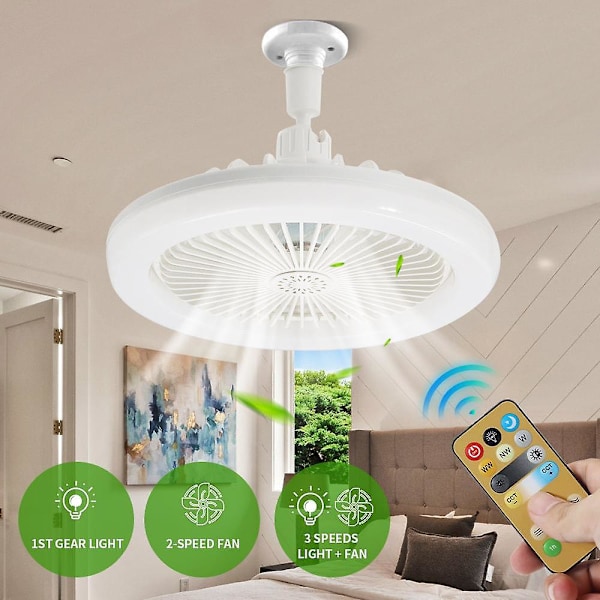 30W Kattotuuletin Lamppu Kaukosäätimellä E27 Kattolamppu LED Tuulettimet Nopeuden Säädettävissä Olohuoneen Ilmanpuhdistus Jäähtyvä Kotivalaistus Koriste