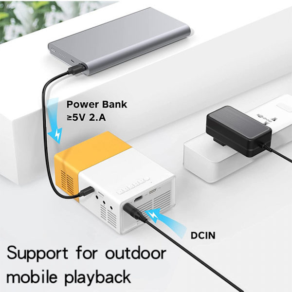Mini bærbar 1080P hjemmekino projektor med smarttelefon/PS4 WELLNGS